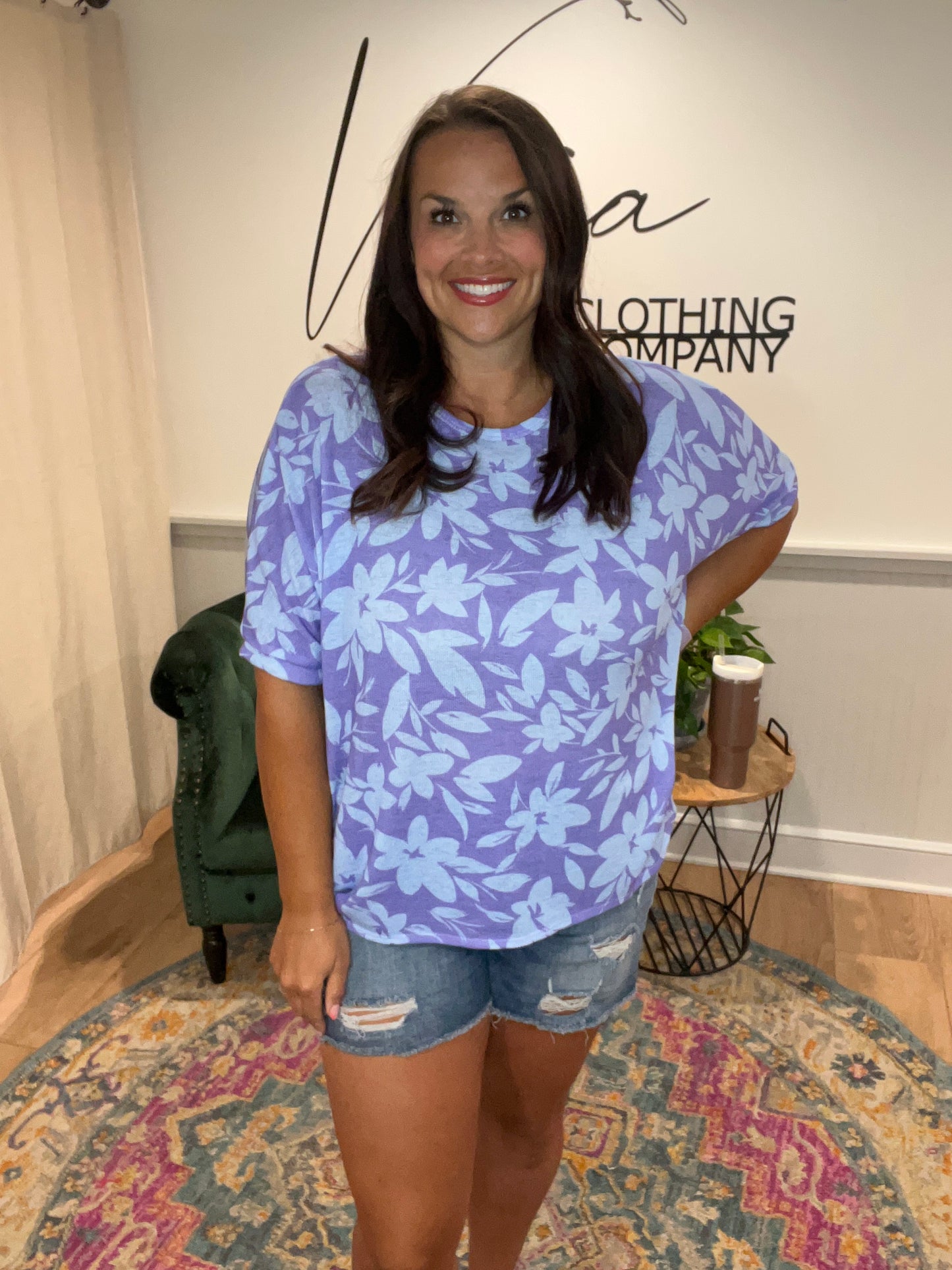 Lavender Floral Short Sleeve