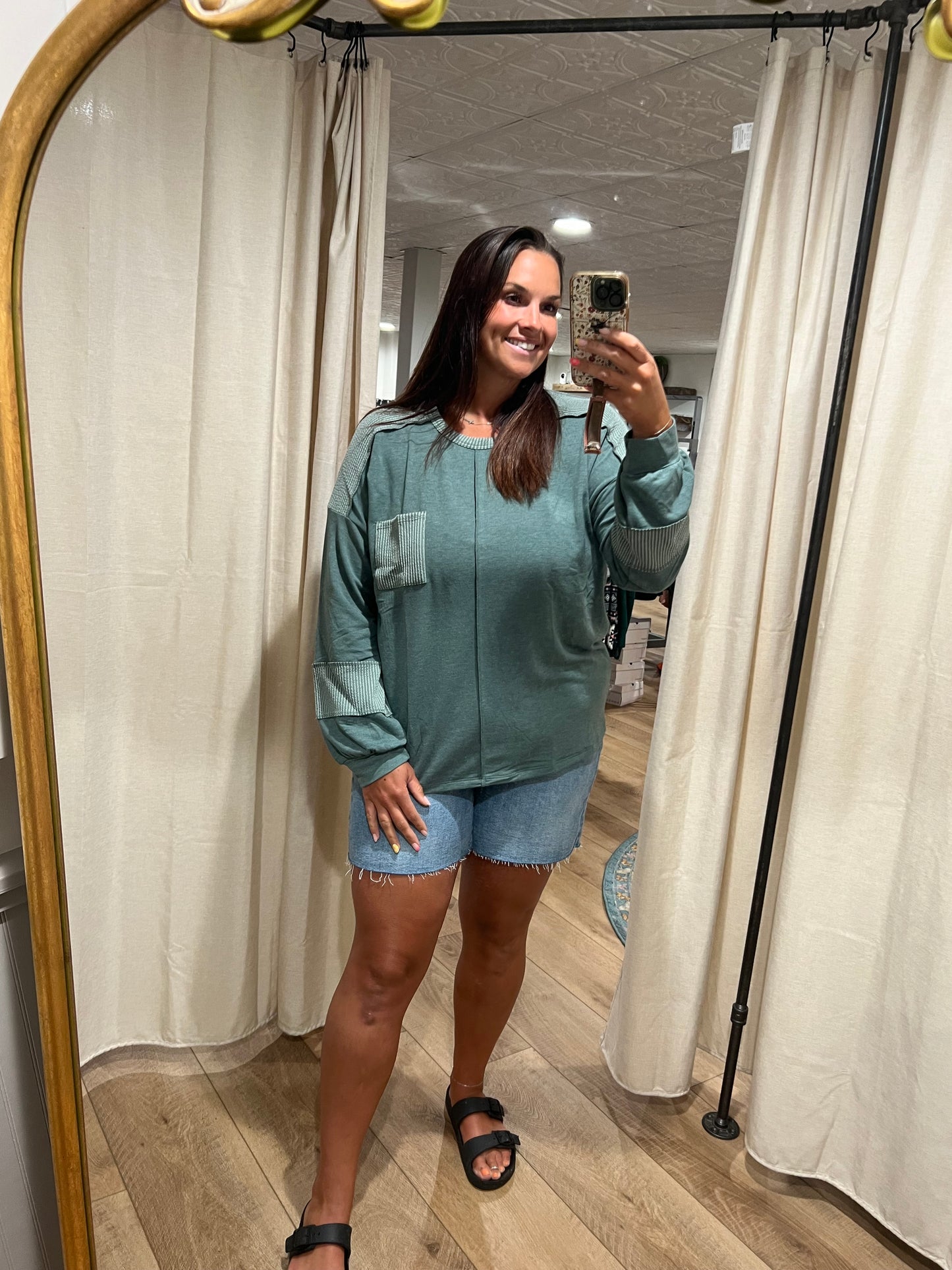 Fabric Blocked Ribbed Long Sleeve (2 Colors)