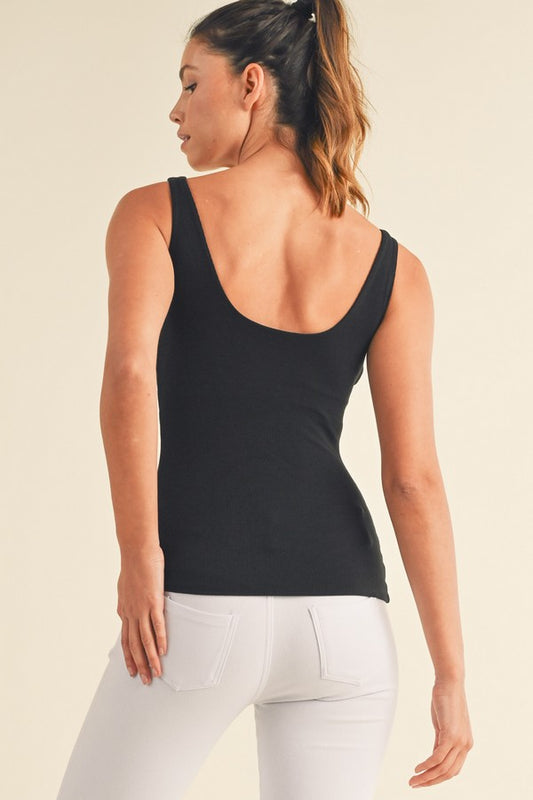 Precision Ribbed Tank with Bra