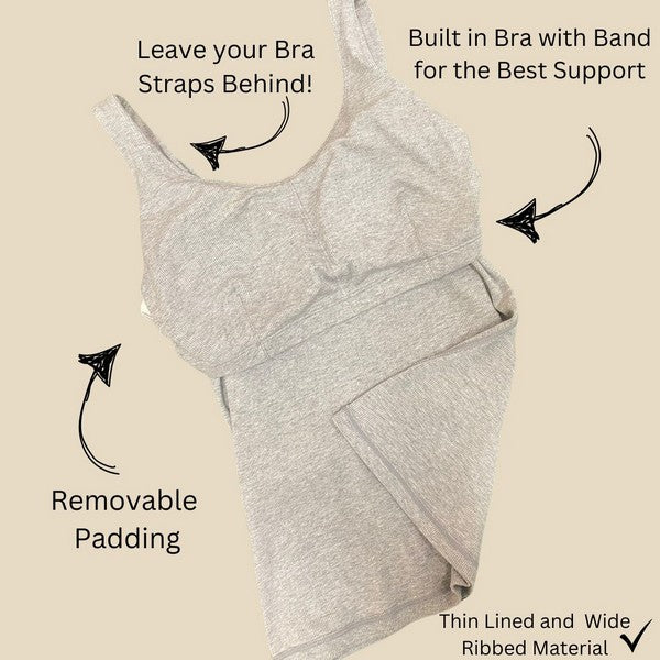 Precision Ribbed Tank with Bra