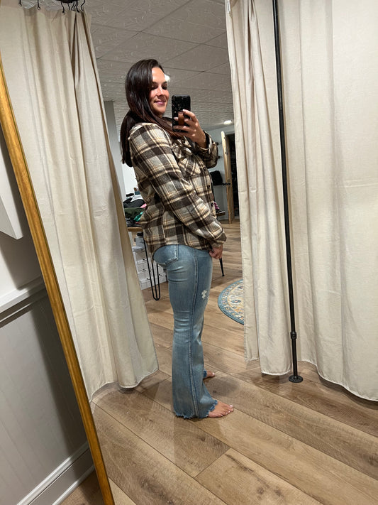 **Judy Blue Tummy Control Distressed Flare Jeans