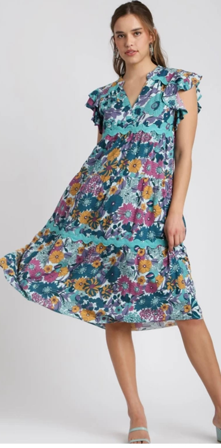 Jade Floral Midi Dress