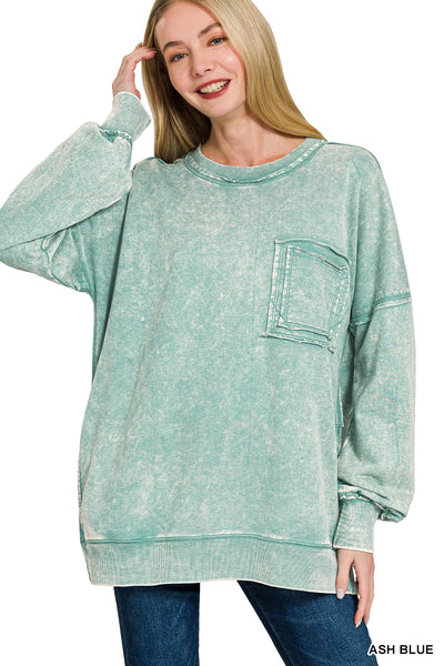 Acid Wash Front Pocket Pullover (3 Colors)