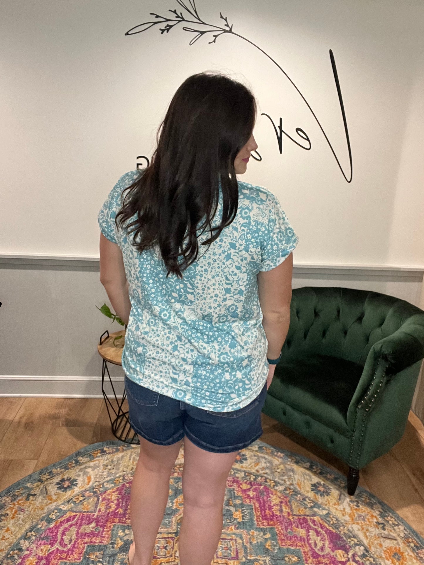 Mint Floral Short Sleeve