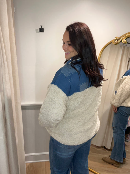 Blue / Cream Sherpa 1/4 Zip