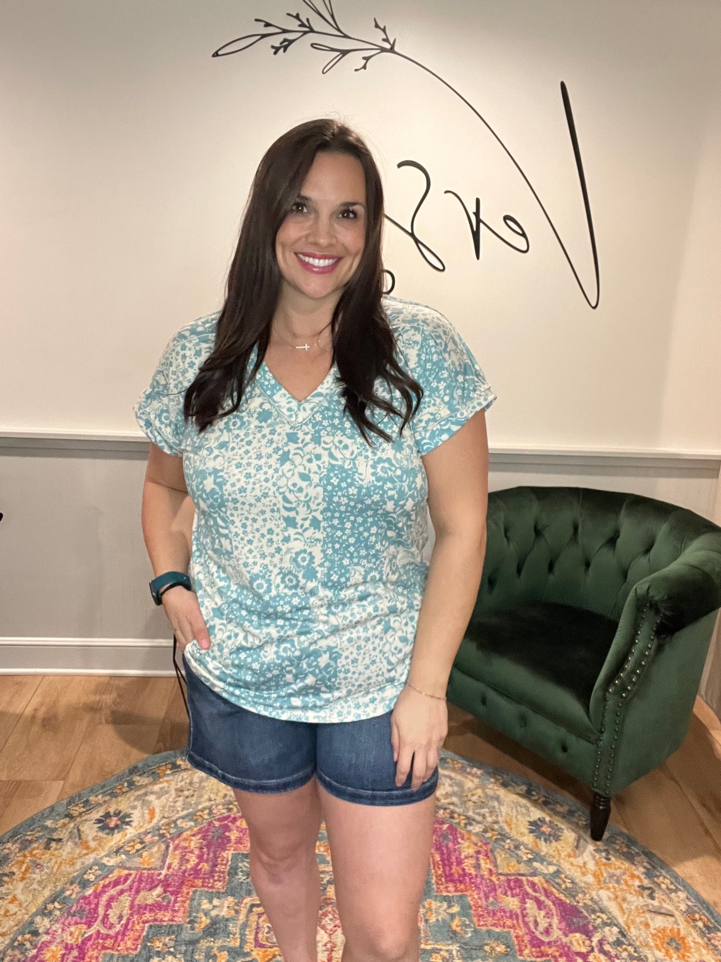 Mint Floral Short Sleeve