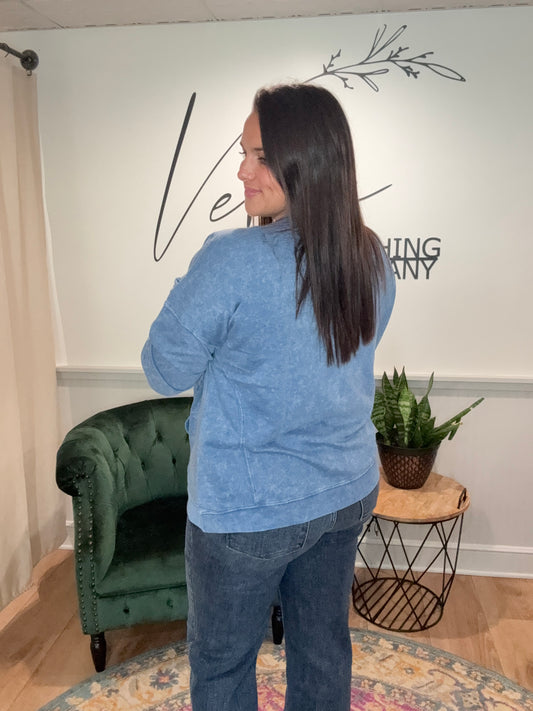 Blue Mineral Washed Vintage Crewneck