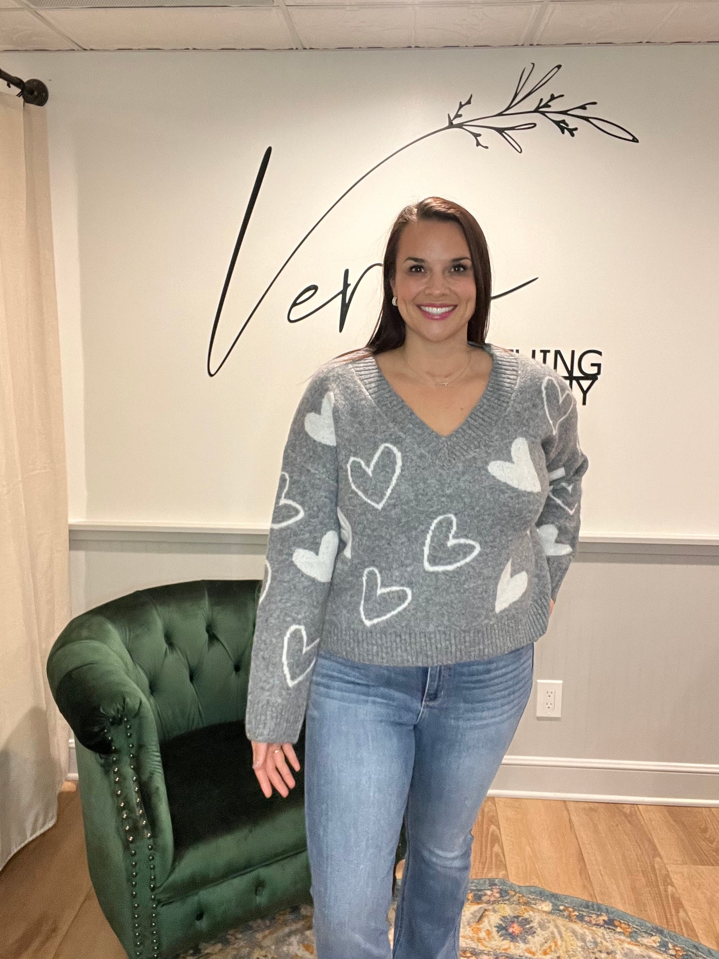 Grey Heart Sweater