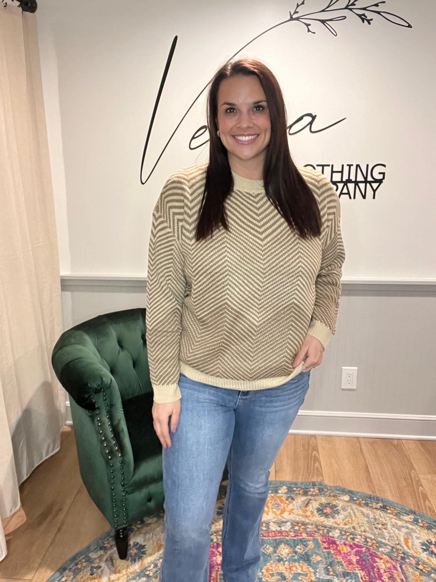 Mocha / Taupe Two Tone Sweater
