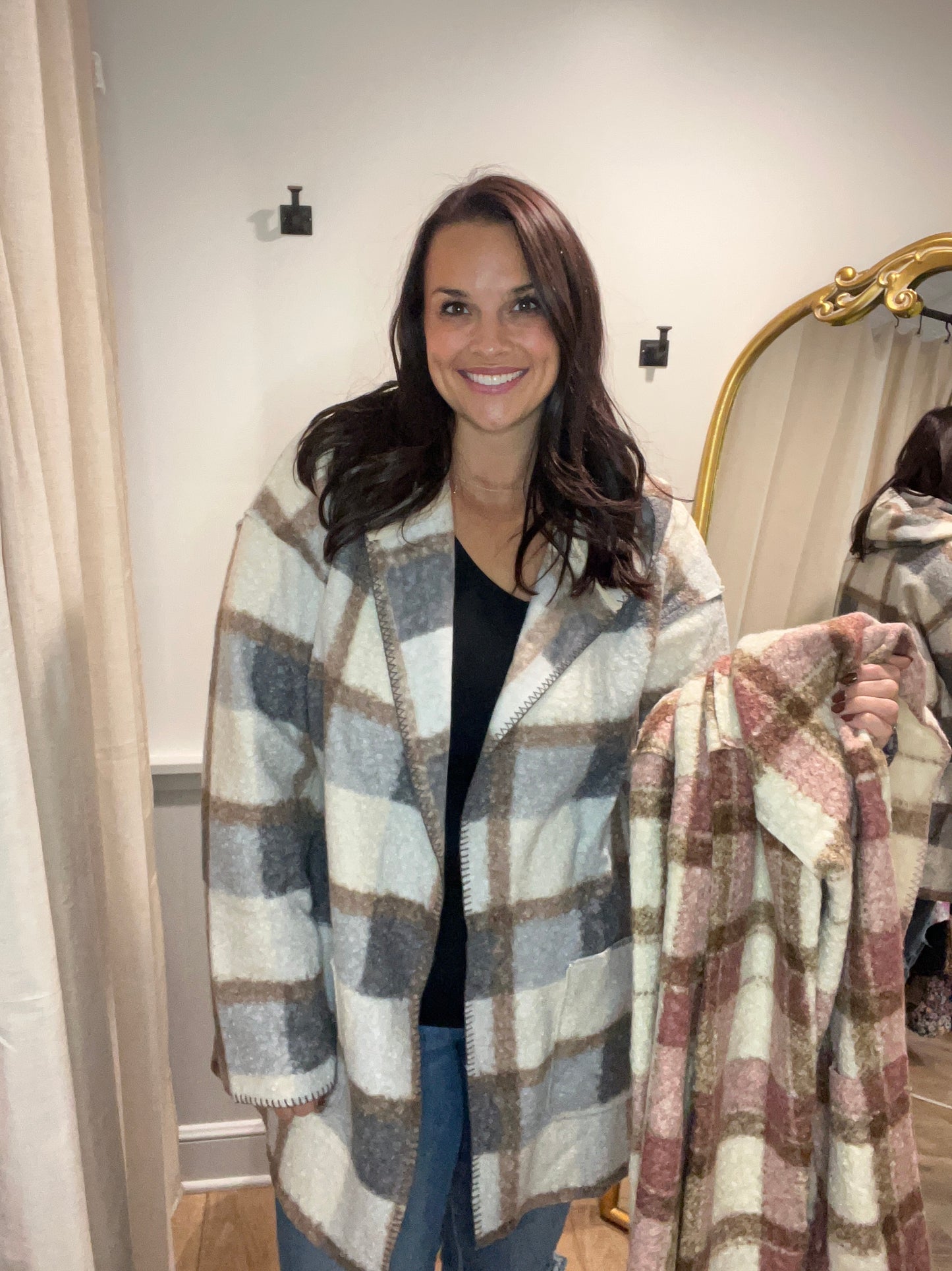 Blanket Stitch Hooded Cardigan / Jacket (2 Colors)