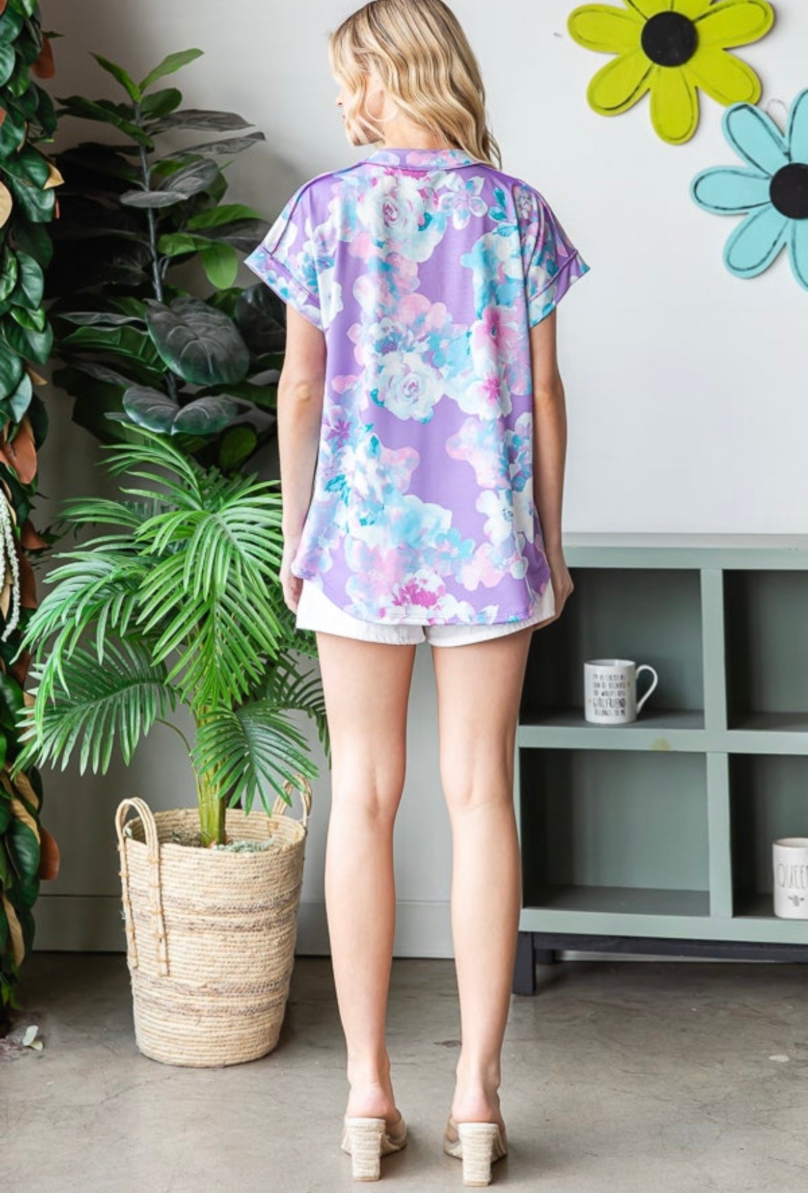 Lavender Floral Short Sleeve