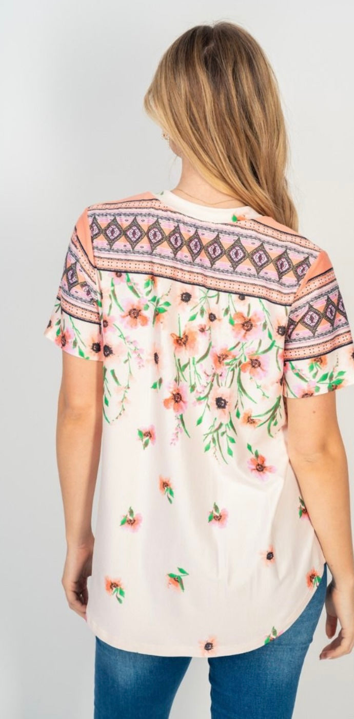 Blush Floral V-Neck