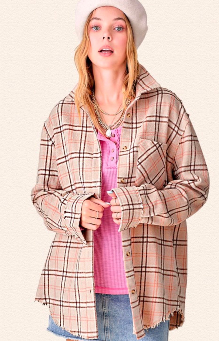 Plaid Button Up Jacket (2 Colors)