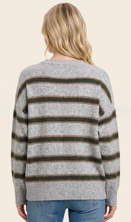 Staccato Grey / Olive Striped Sweater