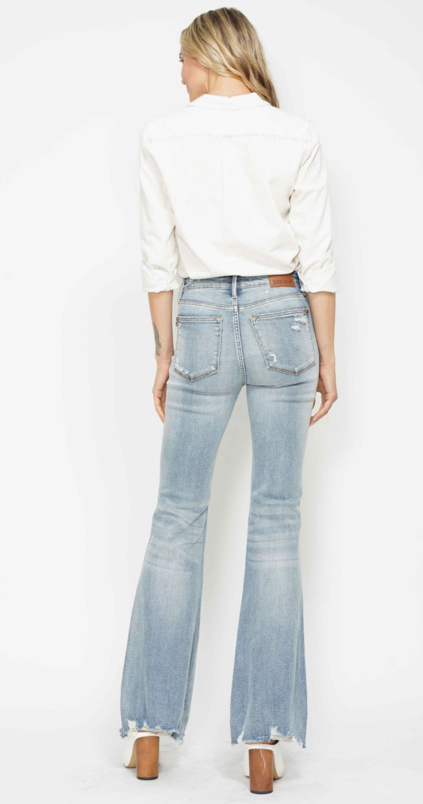**Judy Blue Tummy Control Distressed Flare Jeans