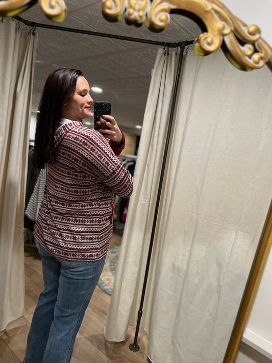 Burgundy Geometric Hoodie