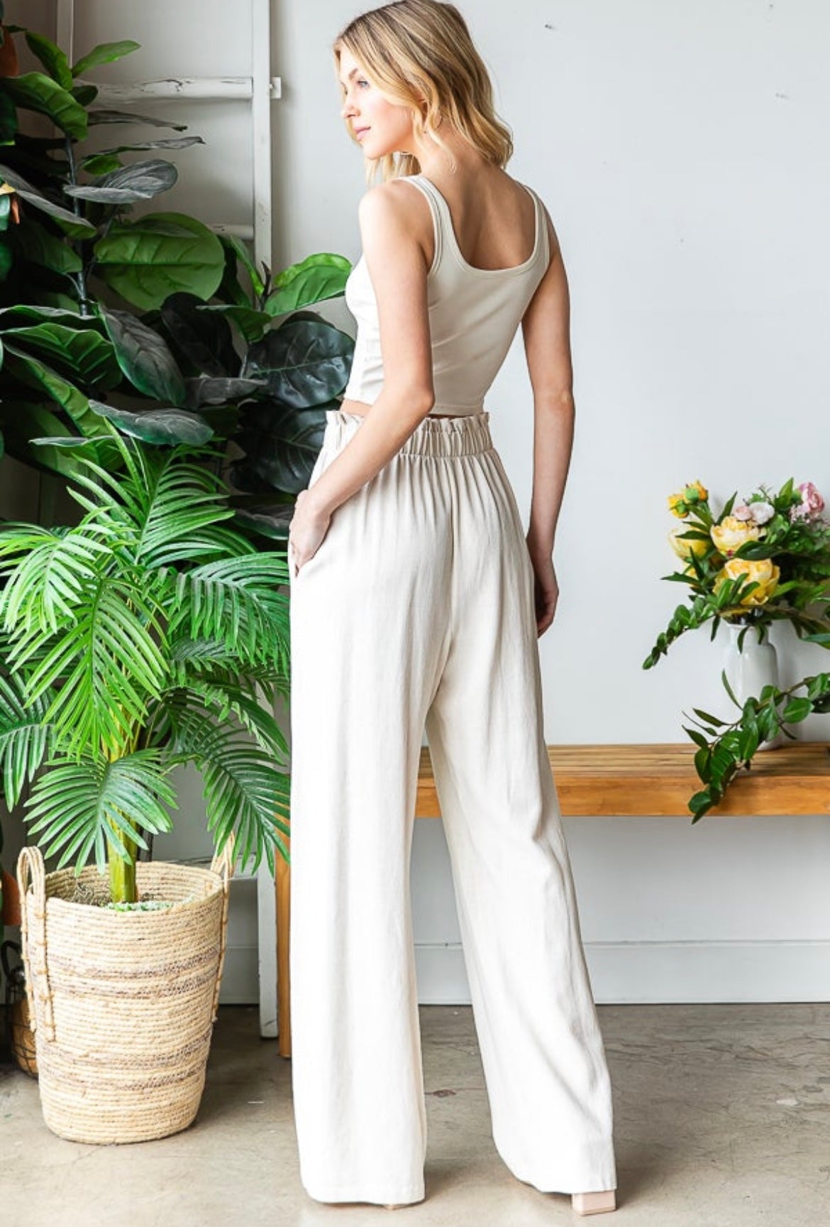 Linen Pants With Paperbag Waistband (2 Colors)