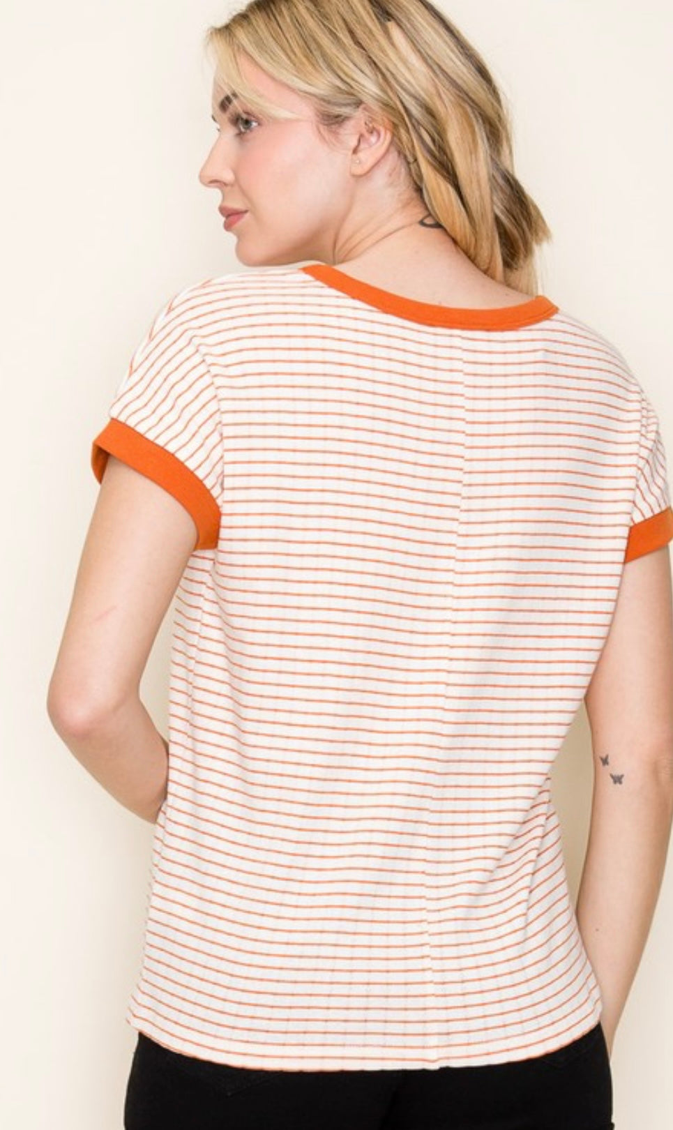 Pointelle Striped Short Sleeve (2 Colors)