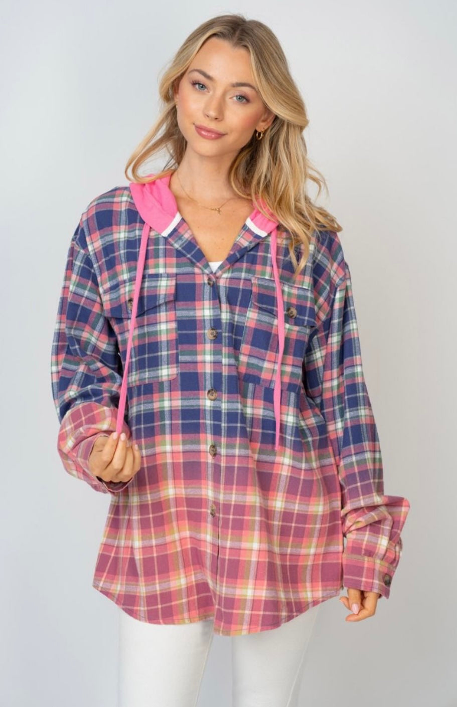 Camisas con botones a cuadros y capucha