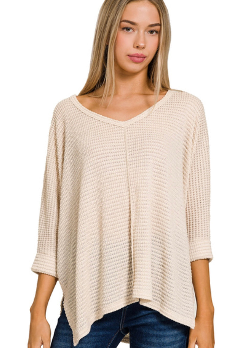 3/4 Sleeve Waffle Knit (3 Colors)