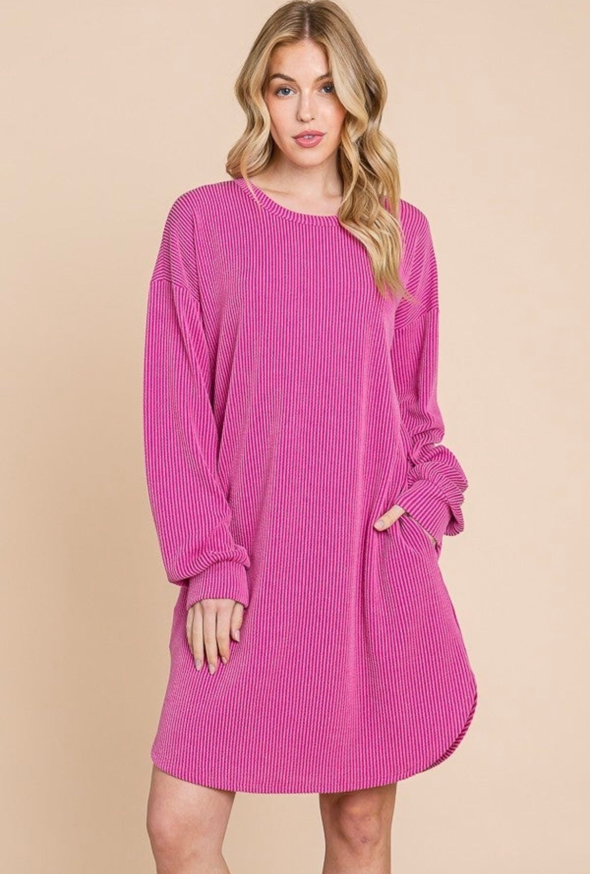 Vestido con bolsillo de canalé (4 colores)