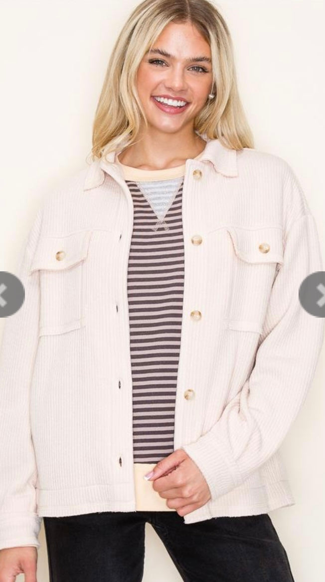 Ribbed Button Up Jacket (2 Colors)
