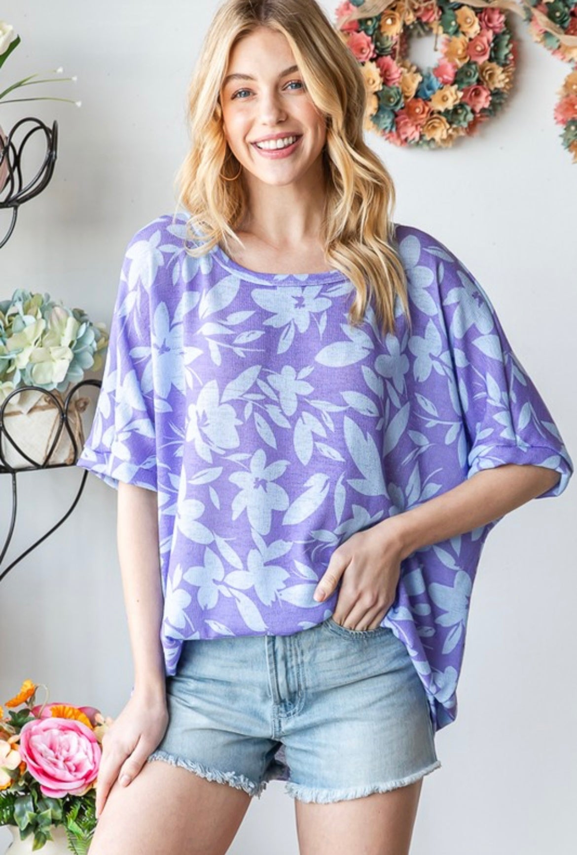 Lavender Floral Short Sleeve