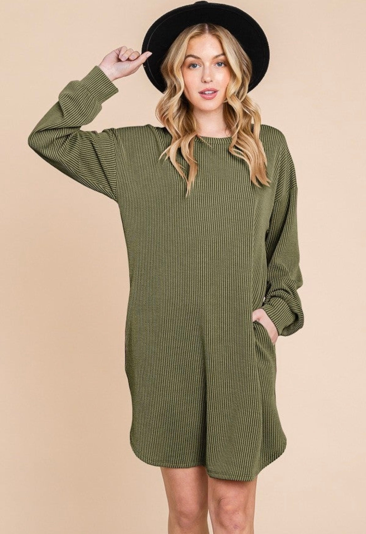 Vestido con bolsillo de canalé (4 colores)