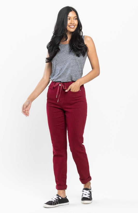 **Deep Red Judy Blue Jean Joggers