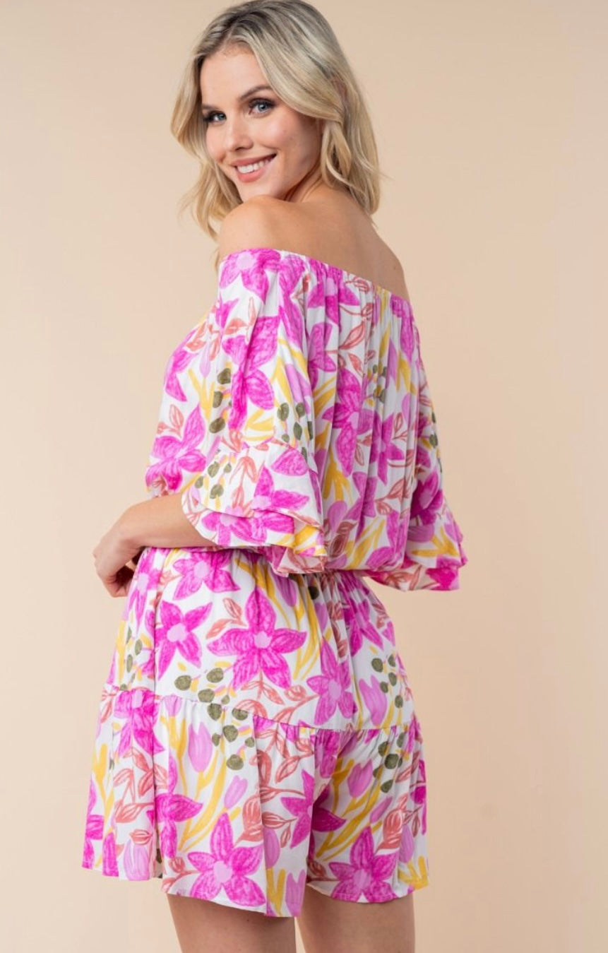 Pink Floral Romper