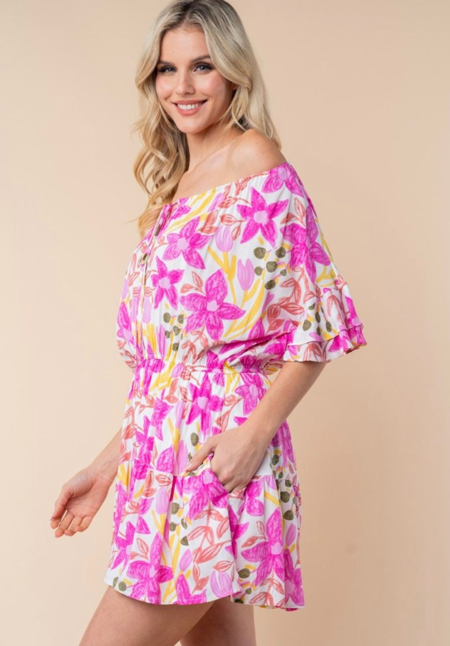 Pink Floral Romper
