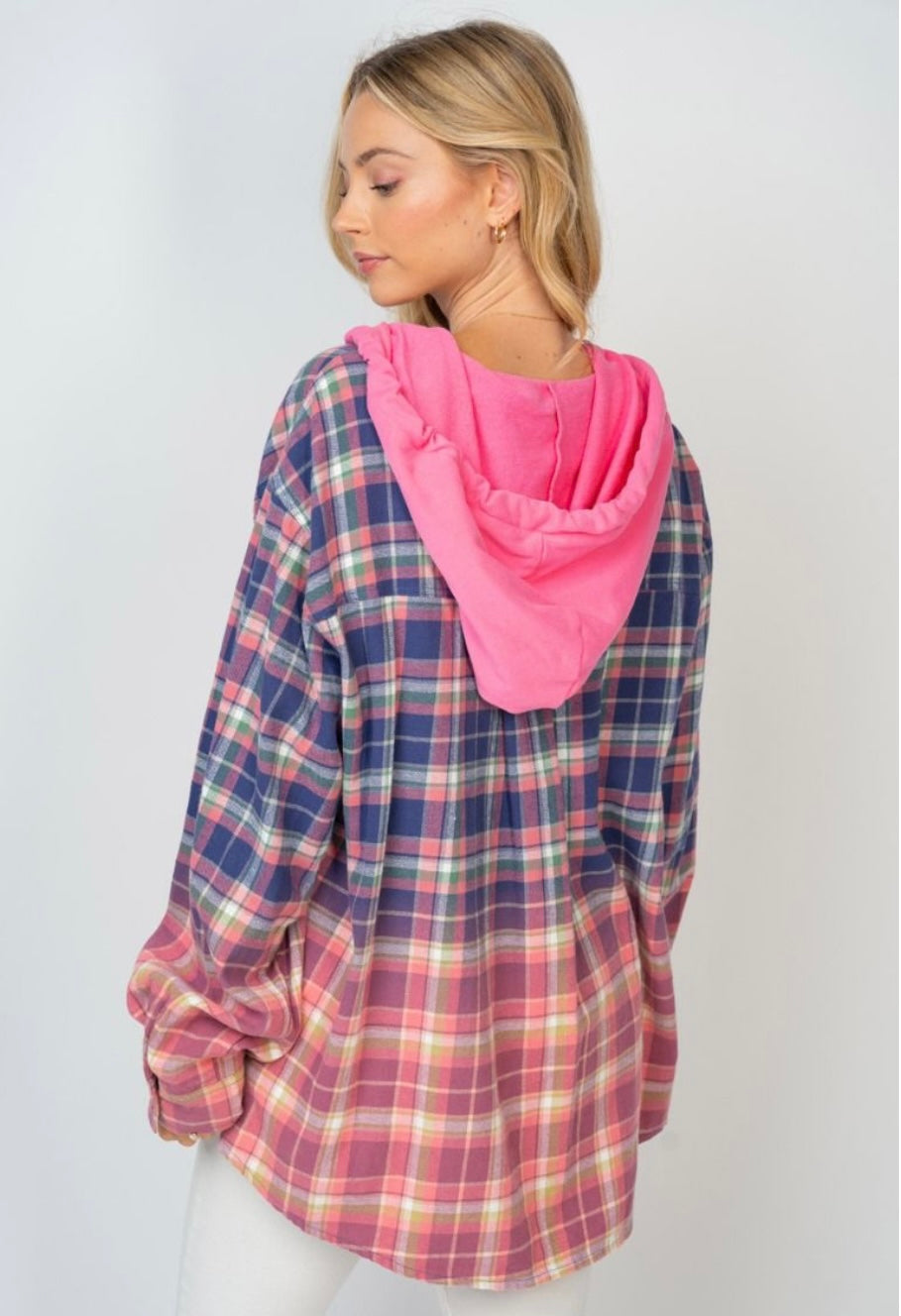 Camisas con botones a cuadros y capucha