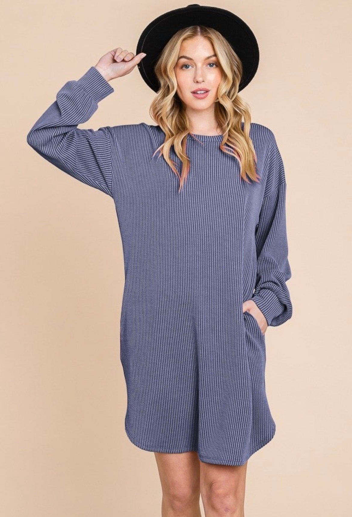 Vestido con bolsillo de canalé (4 colores)