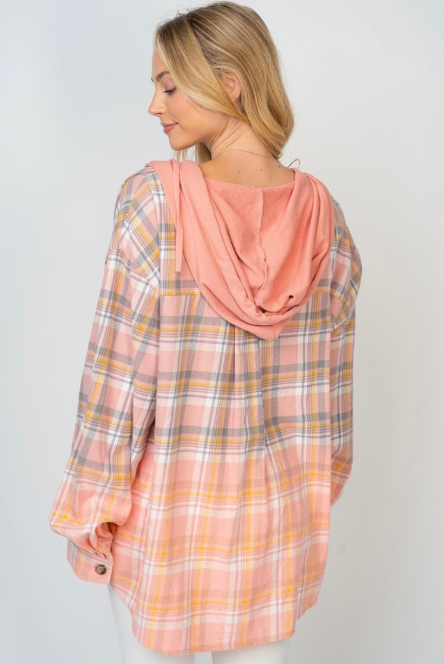 Camisas con botones a cuadros y capucha