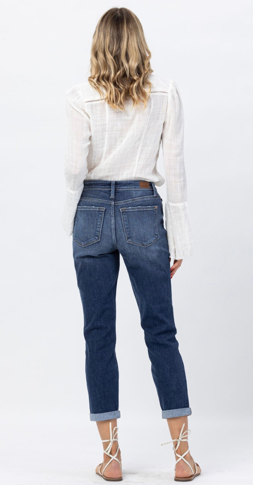 **Judy Blue Mid Rise Cuffed Boyfriend Jeans