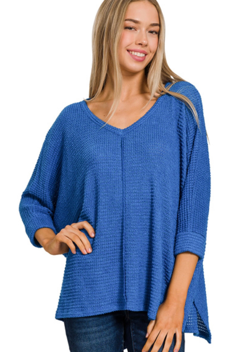 3/4 Sleeve Waffle Knit (3 Colors)