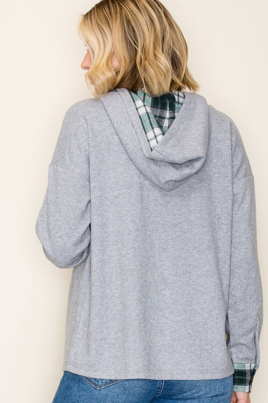 Heather Grey / Plaid Button Up