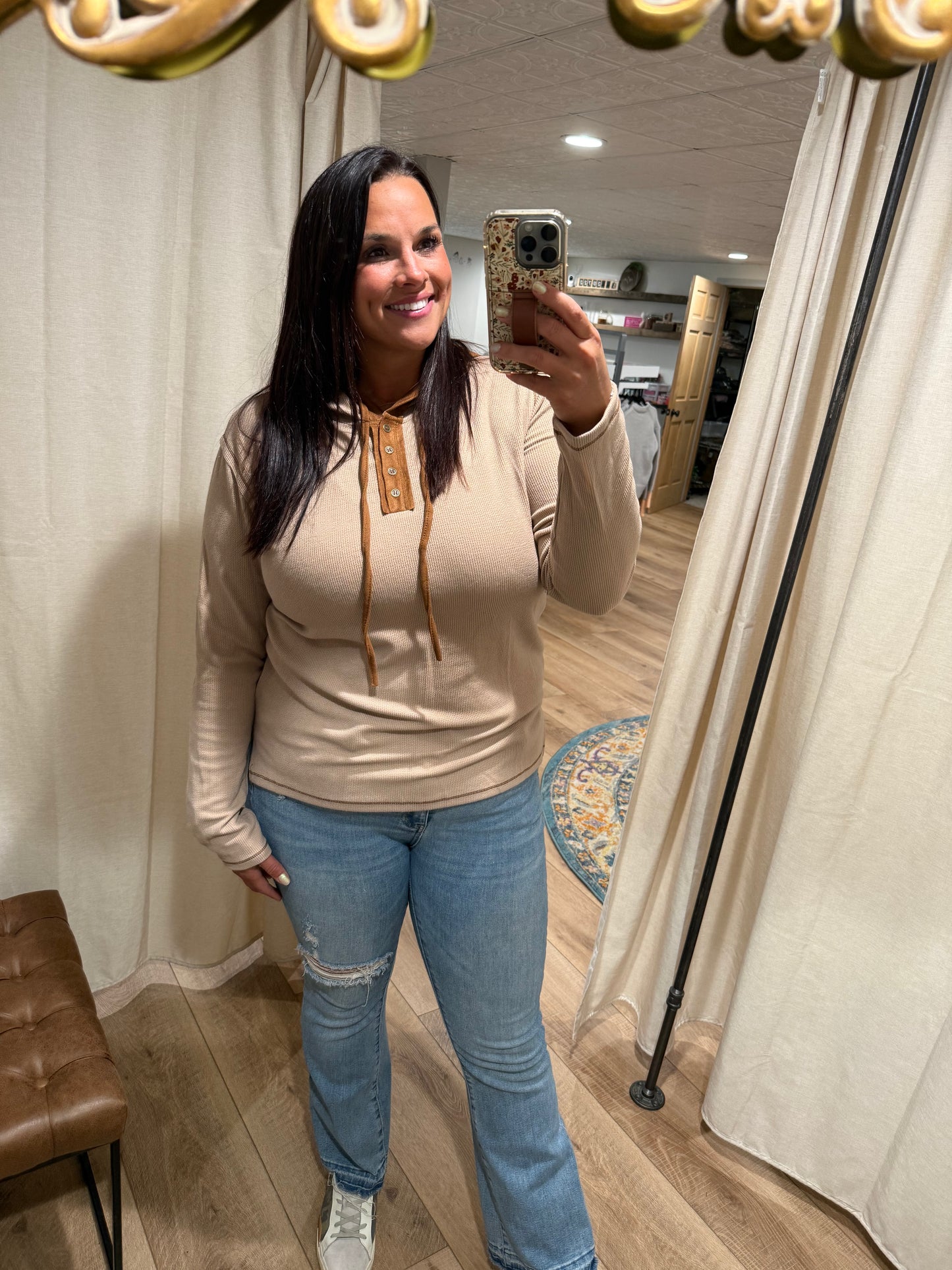 Camel Suede Hoodie