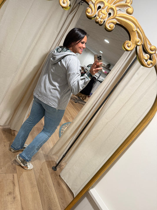 Heather Grey / Plaid Button Up