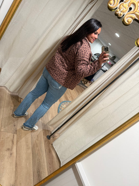 Mauve Floral Quilted Jacket