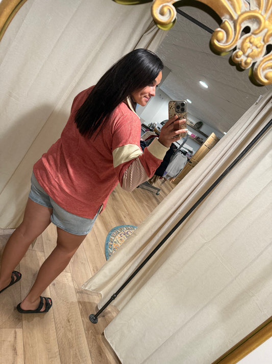 Rust Striped Pullover