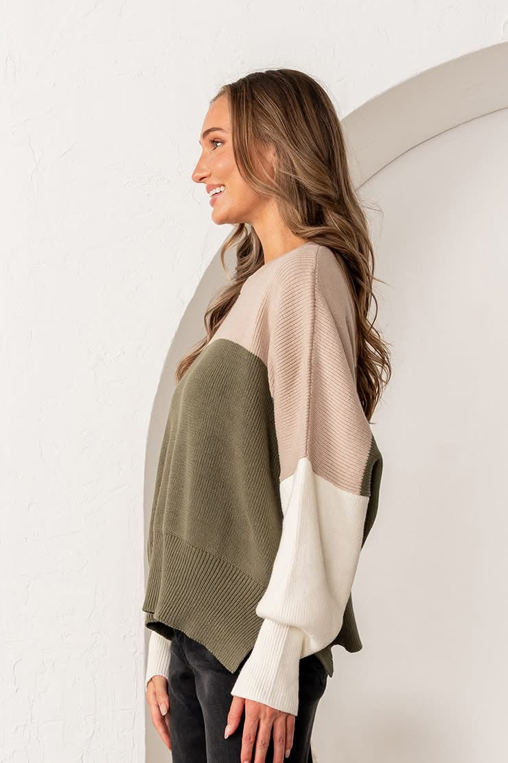 Olive / Taupe Striped Sweater