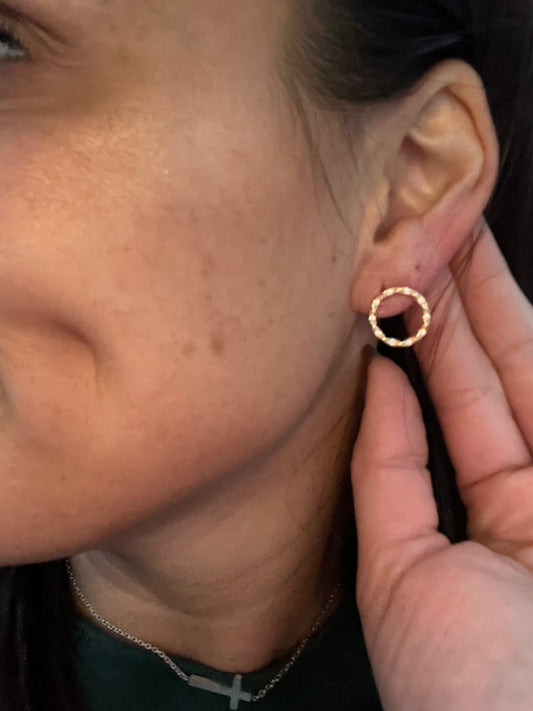 Gold & Diamond Circle Studs