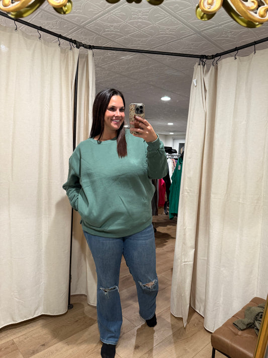 Green Fleece Oversized Crewneck