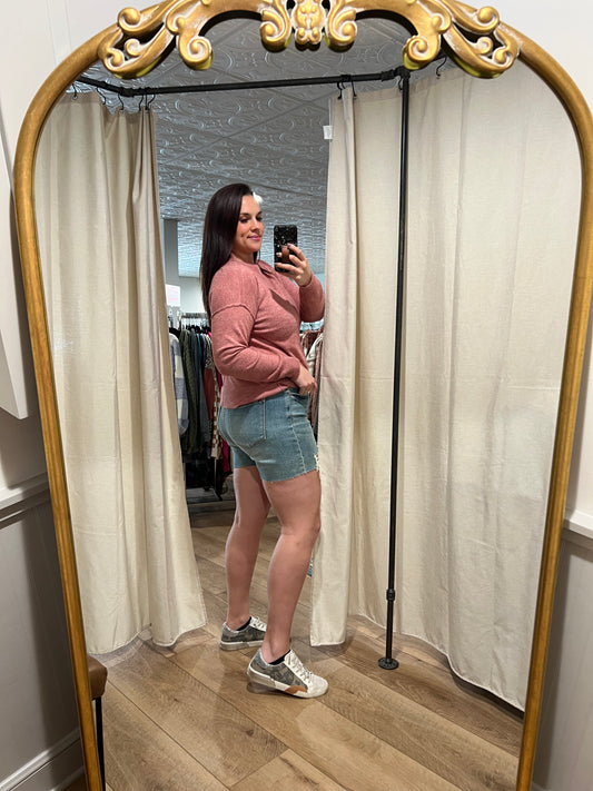 Judy Blue Mid Rise Button Fly Shorts