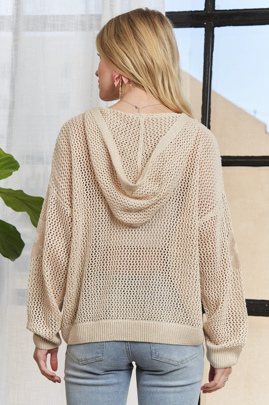 Oatmeal Floral Knit with Hood