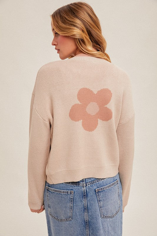 Taupe Daisy Button Cardigan