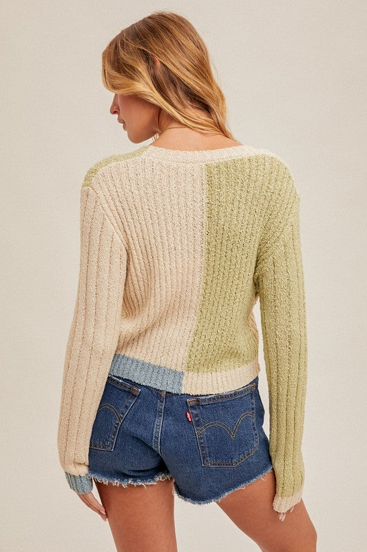 Taupe / Blue Cardigan