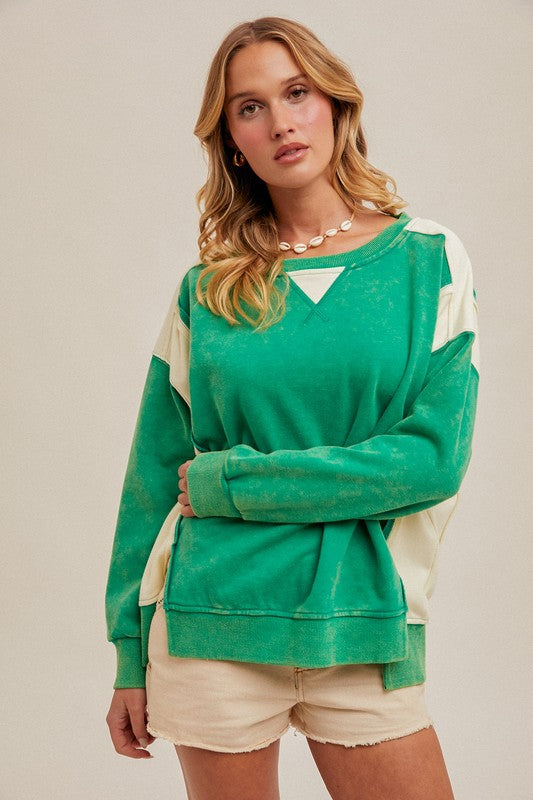 Color Block French Terry Crewneck (2 Colors)