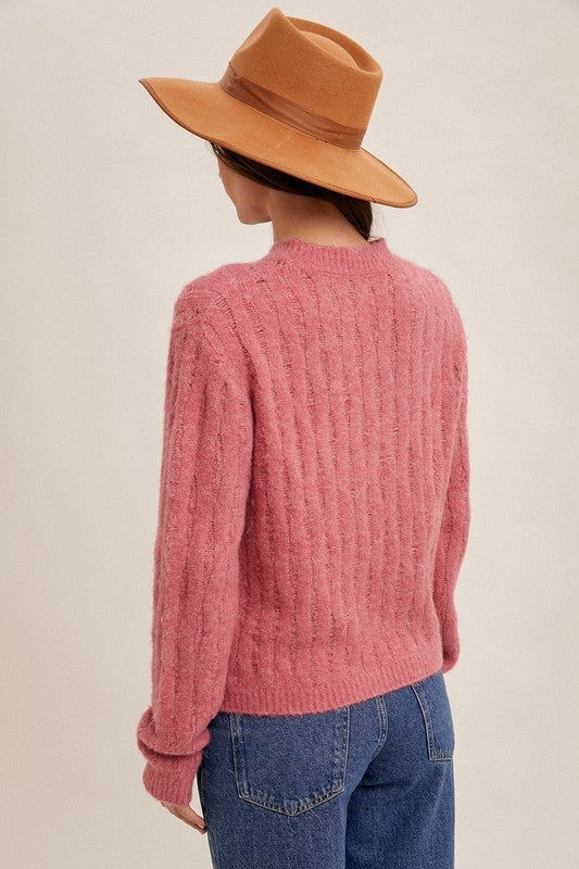 Pink Mock Neck Sweater